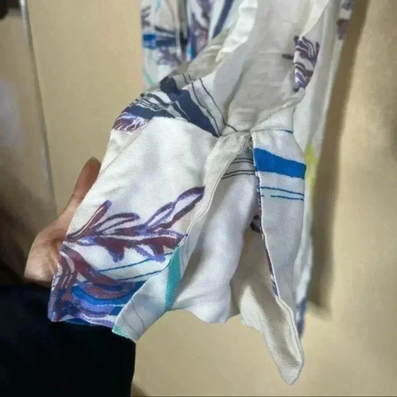 Free people white floral tunic top clear skies ivory cold shoulder flare… - Picture 7 of 12